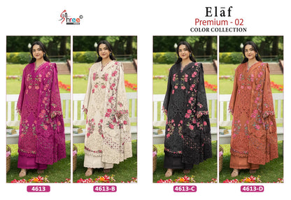 Dn 4613 Elaf Premium 2 Shree Fabs Cotton Pakistani Patch Work Suits Exporter Ahmedabad
