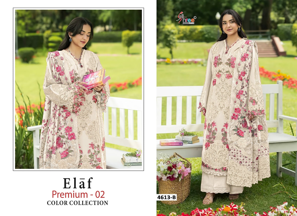 Dn 4613 Elaf Premium 2 Shree Fabs Cotton Pakistani Patch Work Suits Exporter Ahmedabad