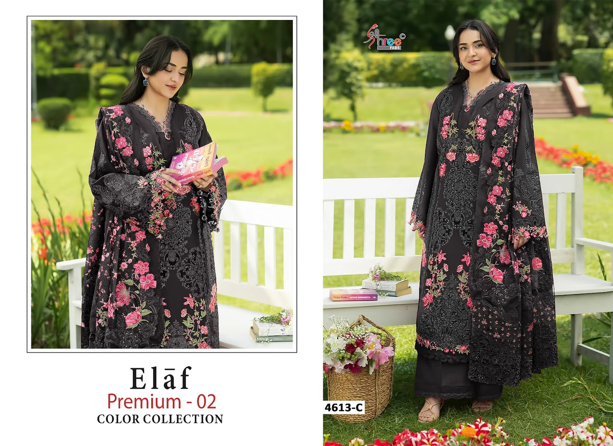 Dn 4613 Elaf Premium 2 Shree Fabs Cotton Pakistani Patch Work Suits Exporter Ahmedabad