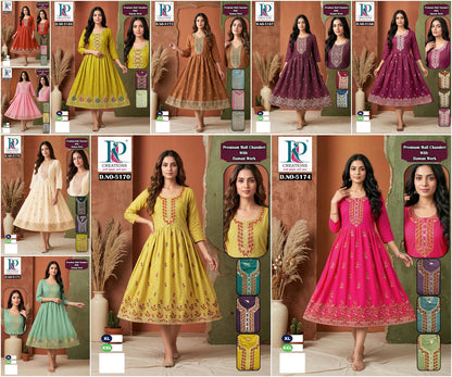 Dn 5166 To 5175 Kd Creation Chanderi Anarkali Kurtis Wholesaler Ahmedabad