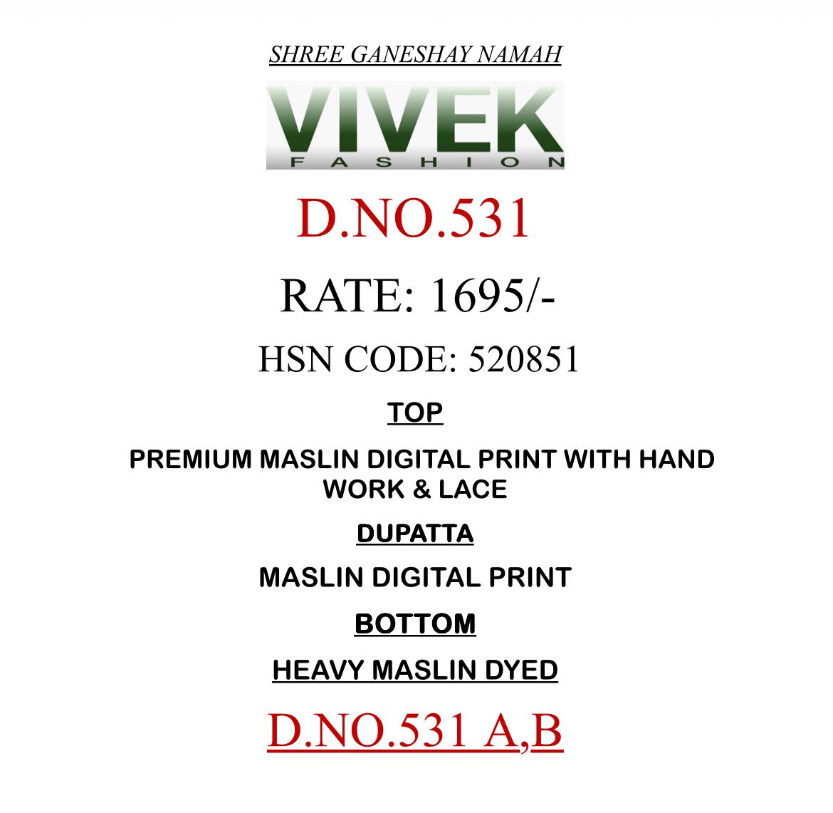 Dn 531 Vivek Pure Maslin Pant Style Suits Wholesaler Gujarat