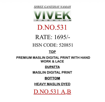 Dn 531 Vivek Pure Maslin Pant Style Suits Wholesaler Gujarat