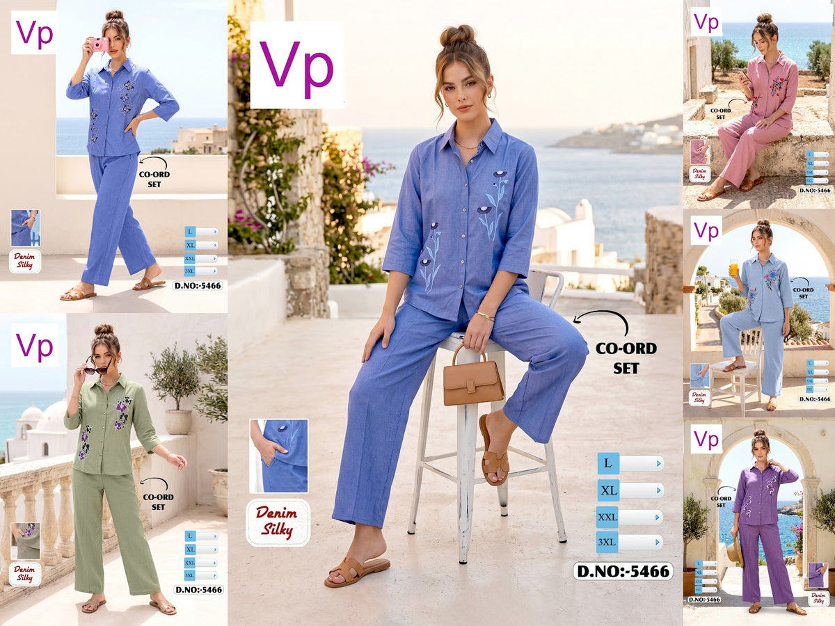 Dn 5466 Front Open Vp Denim Co Ord Set Manufacturer Gujarat