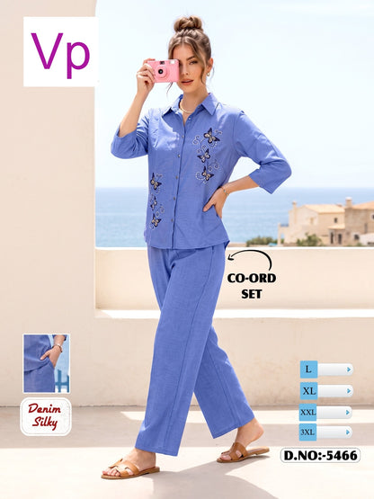 Dn 5466 Front Open Vp Denim Co Ord Set Manufacturer Gujarat