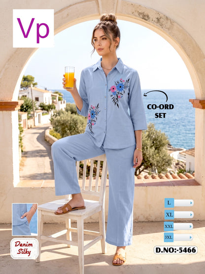 Dn 5466 Front Open Vp Denim Co Ord Set Manufacturer Gujarat