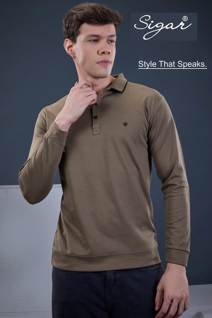 Dn 8024 Full Sleeves Sigar Interlock Mens Tshirts Exporter