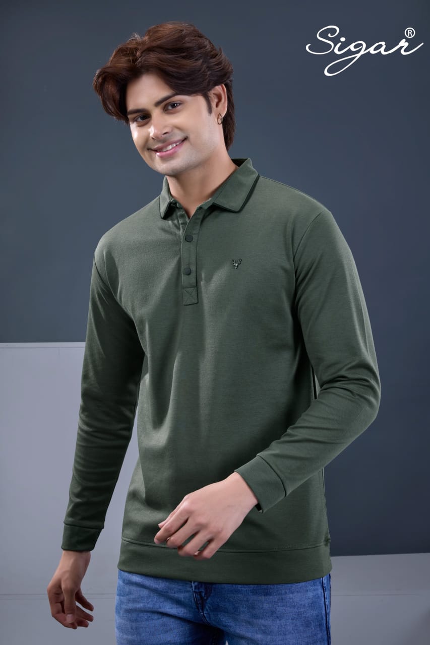 Dn 8024 Full Sleeves Sigar Interlock Mens Tshirts Exporter
