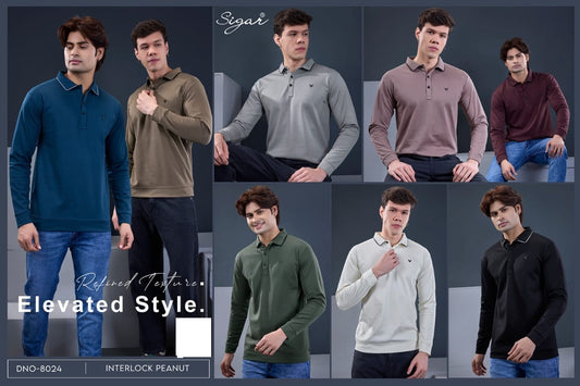 Dn 8024 Full Sleeves Sigar Interlock Mens Tshirts Exporter