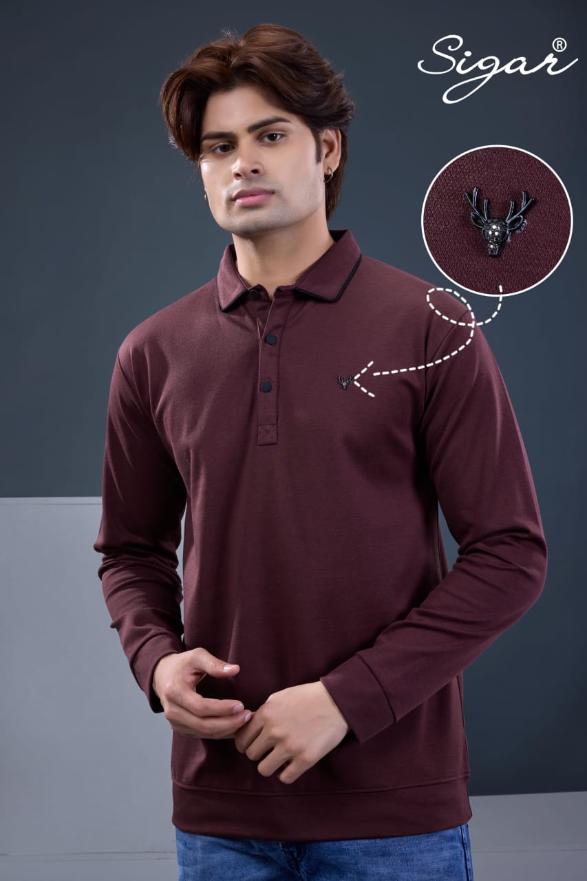 Dn 8024 Full Sleeves Sigar Interlock Mens Tshirts Exporter