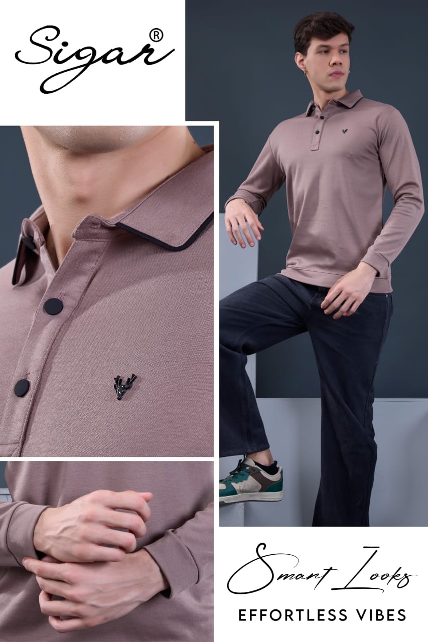 Dn 8024 Full Sleeves Sigar Interlock Mens Tshirts Exporter