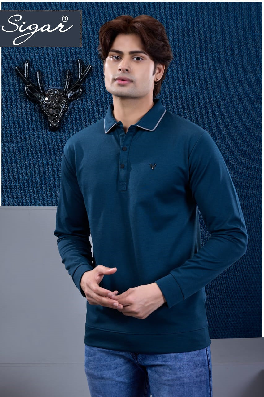 Dn 8024 Full Sleeves Sigar Interlock Mens Tshirts Exporter