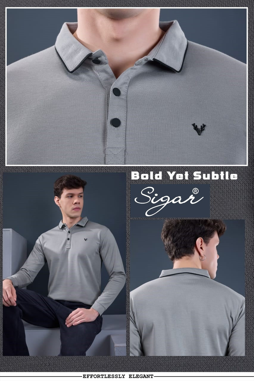 Dn 8024 Full Sleeves Sigar Interlock Mens Tshirts Exporter