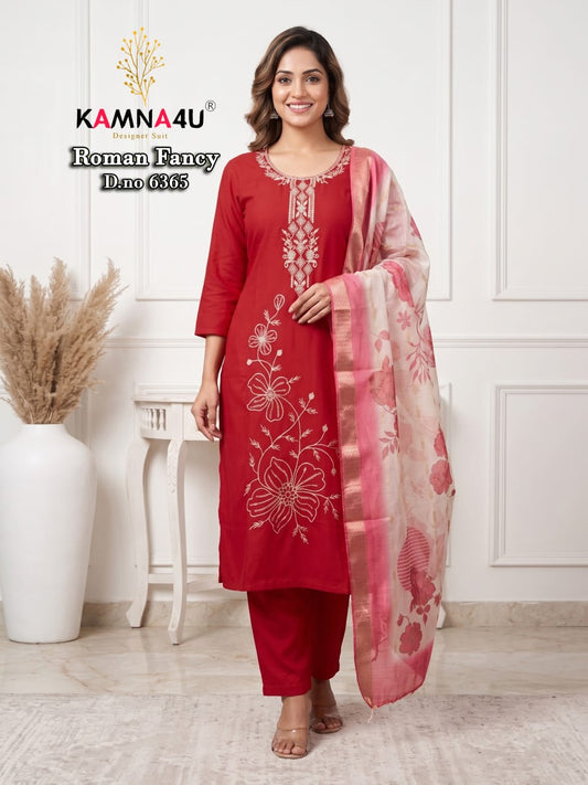 Dno 6362-6371 Kamna4U Roman Readymade Pant Style Suits Supplier Ahmedabad