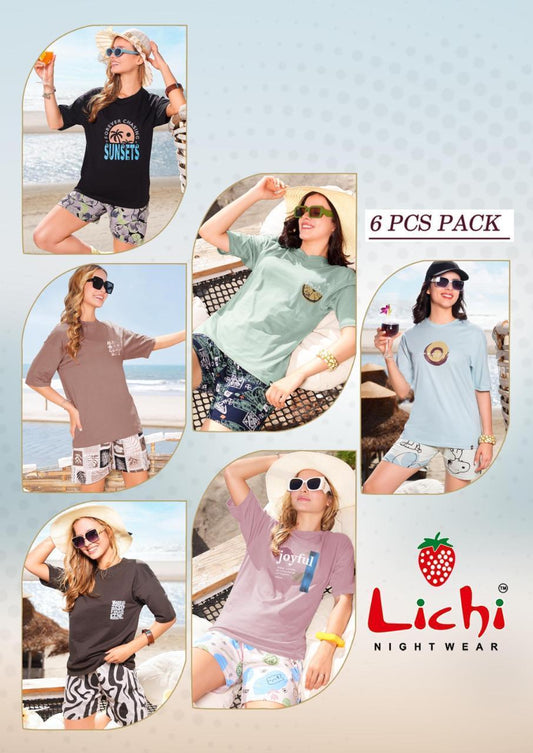 Dno 0000 Plain Print Lichi Cotton Shorts Night Suits Wholesaler India