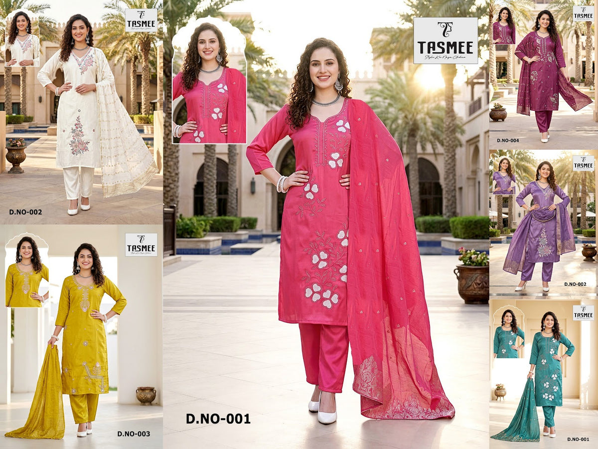 Dno 001-003 Tasmee Roman Readymade Pant Style Suits Supplier Ahmedabad