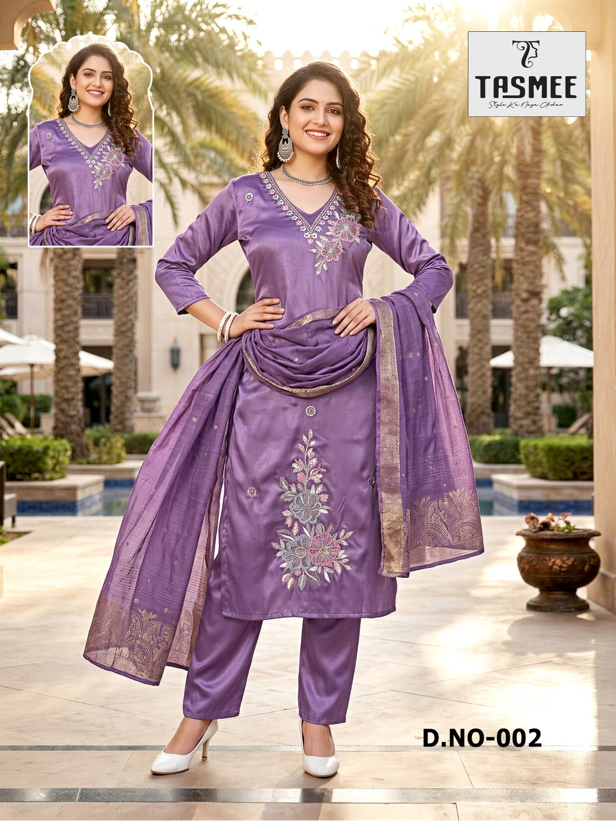 Dno 001-003 Tasmee Roman Readymade Pant Style Suits Supplier Ahmedabad