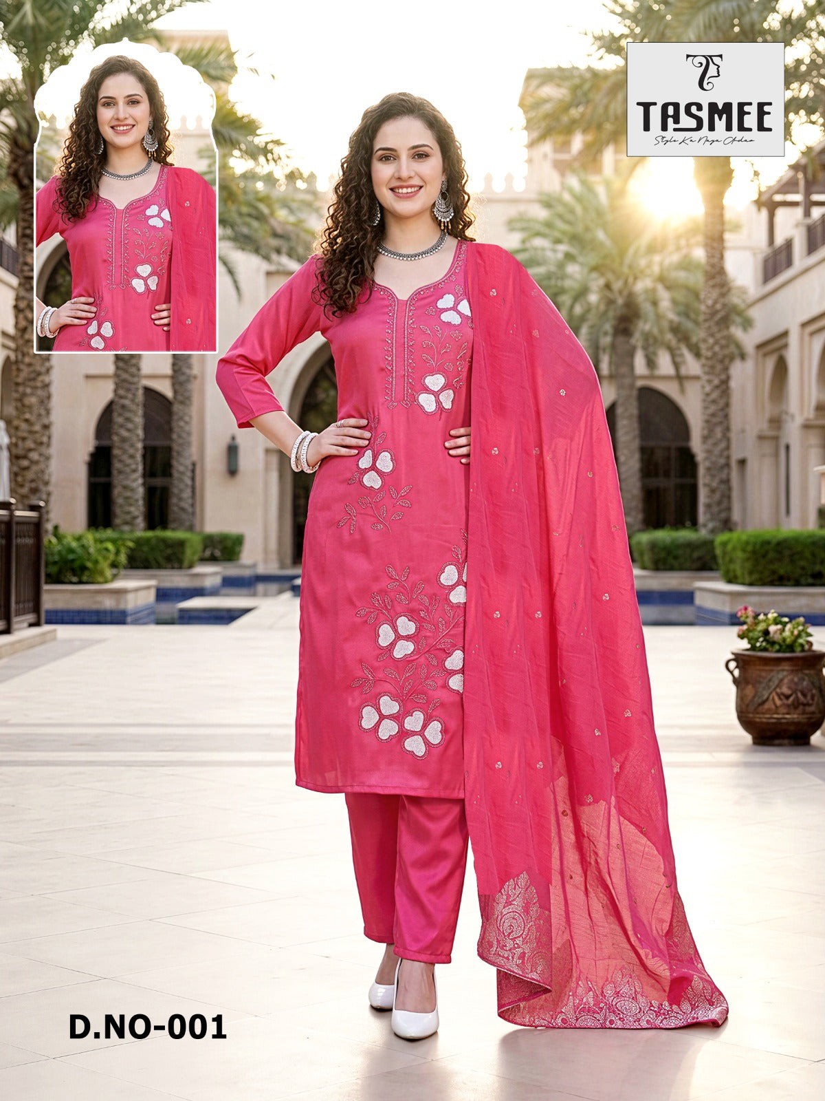 Dno 001-003 Tasmee Roman Readymade Pant Style Suits Supplier Ahmedabad