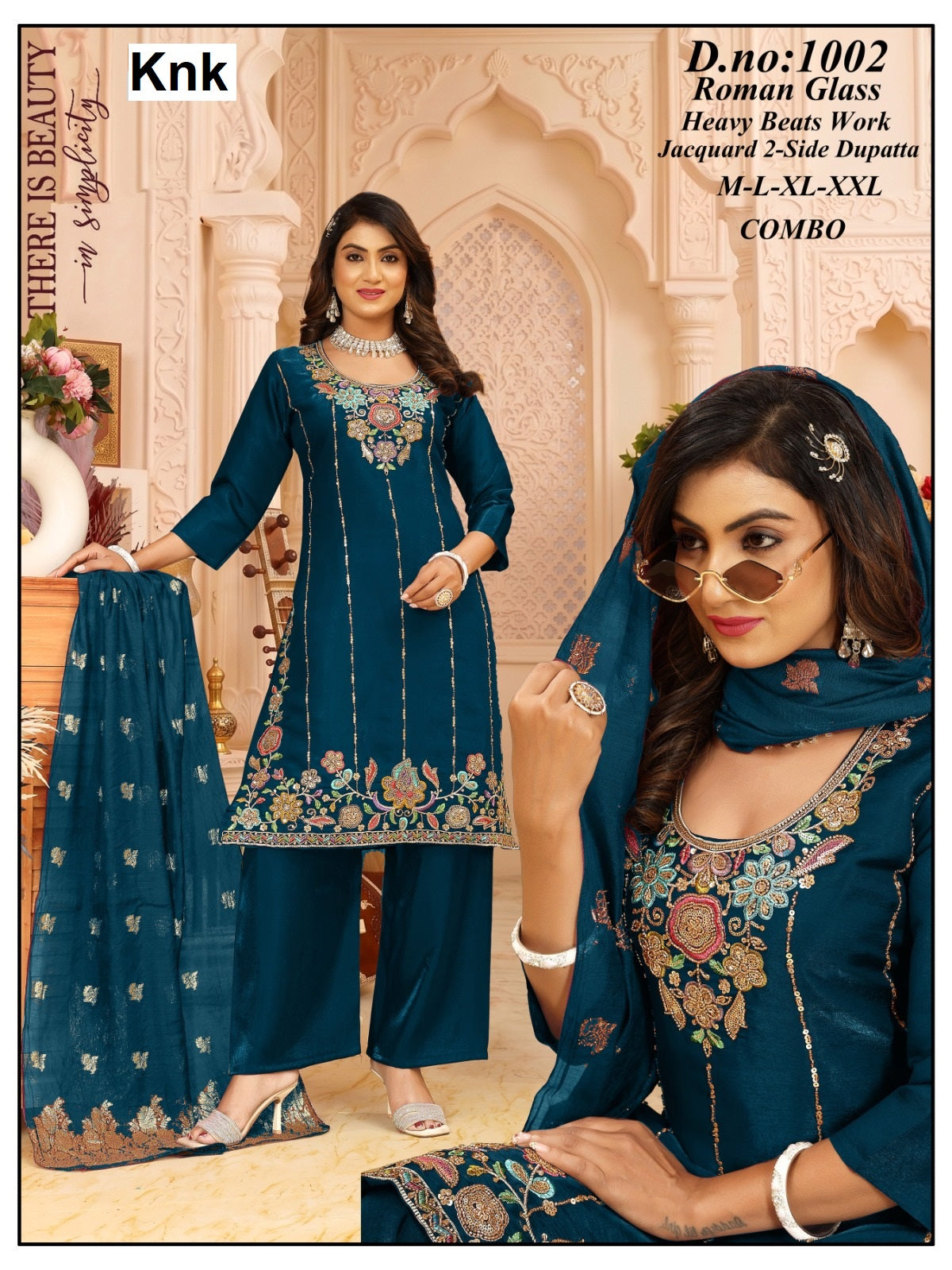 Dno 1001 To 1005 Knk Roman Glass Readymade Plazzo Style Suits Supplier Ahmedabad