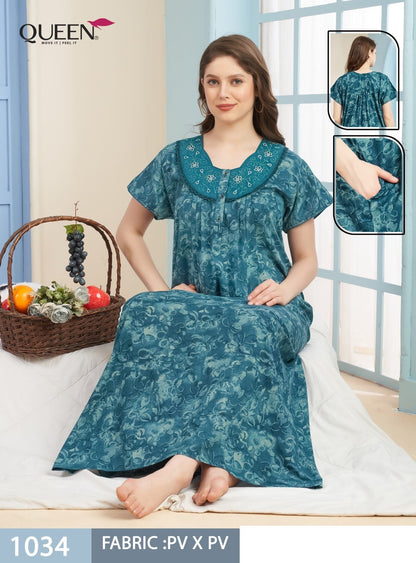 Dno 1032-1037 Queen Pv Night Gowns Supplier Gujarat