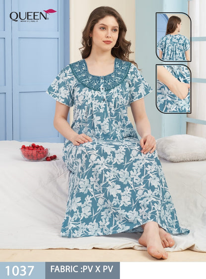 Dno 1032-1037 Queen Pv Night Gowns Supplier Gujarat