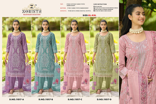 Dno 11017 Zorista Cambric Cotton Pakistani Readymade Suits Exporter India