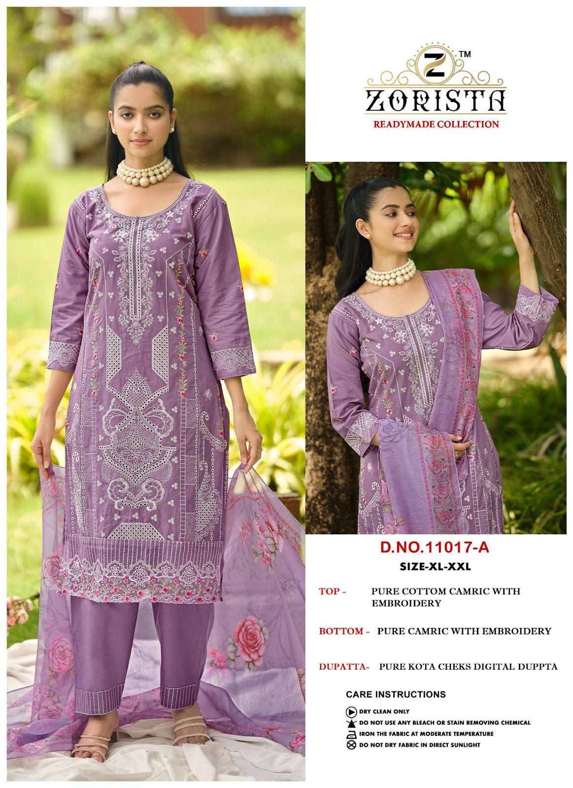 Dno 11017 Zorista Cambric Cotton Pakistani Readymade Suits Exporter India