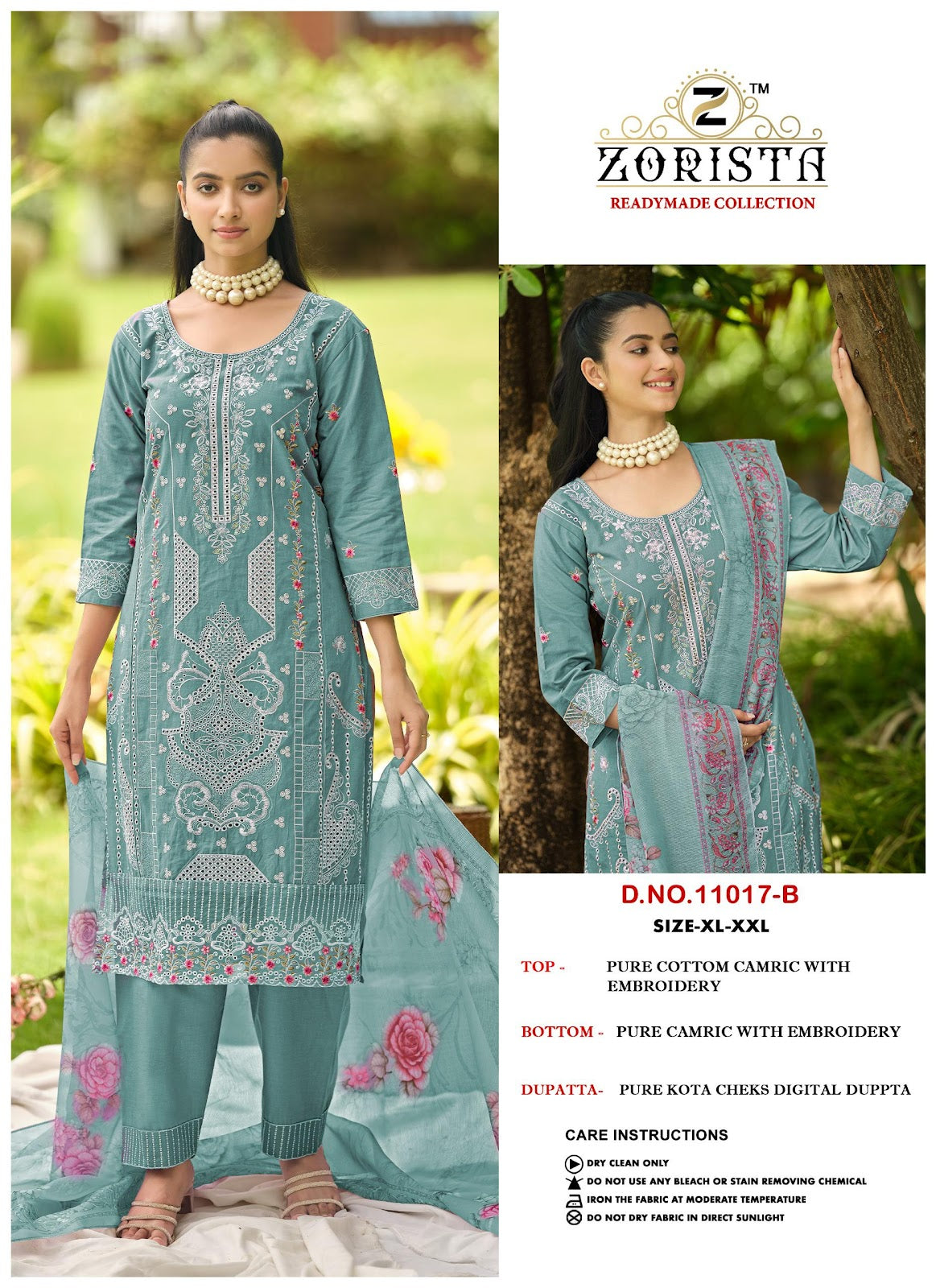 Dno 11017 Zorista Cambric Cotton Pakistani Readymade Suits Exporter India