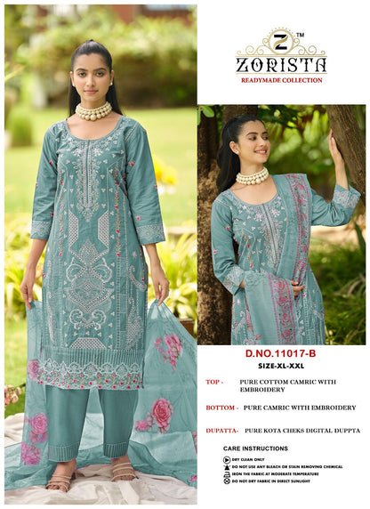Dno 11017 Zorista Cambric Cotton Pakistani Readymade Suits Exporter India