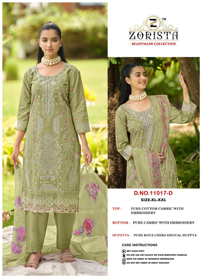 Dno 11017 Zorista Cambric Cotton Pakistani Readymade Suits Exporter India