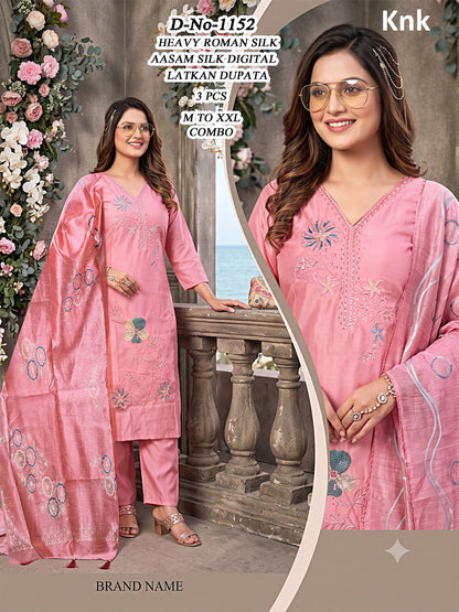 Dno 1152-1155 Knk Roman Silk Readymade Pant Style Suits Wholesale