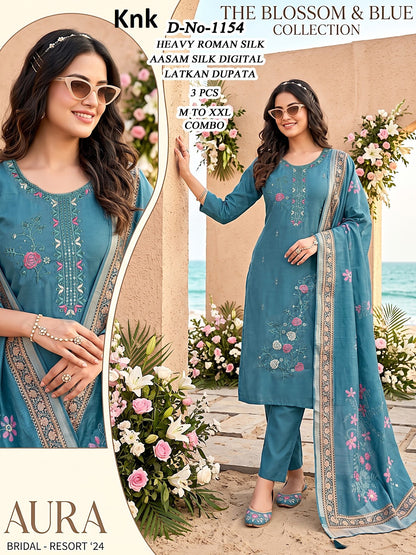 Dno 1152-1155 Knk Roman Silk Readymade Pant Style Suits Wholesale
