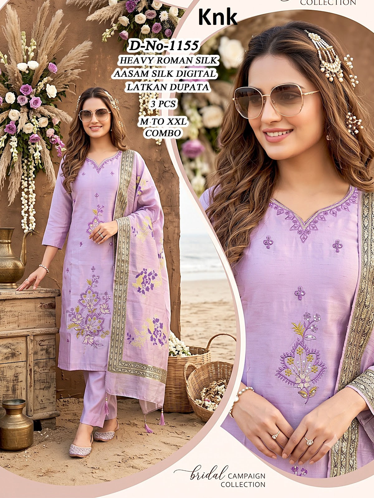 Dno 1152-1155 Knk Roman Silk Readymade Pant Style Suits Wholesale