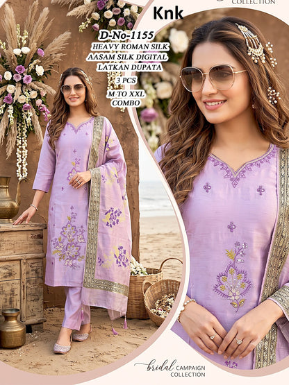 Dno 1152-1155 Knk Roman Silk Readymade Pant Style Suits Wholesale