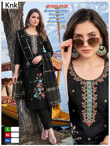 Dno 1169-1174 Knk Roman Silk Readymade Pant Style Suits Manufacturer India