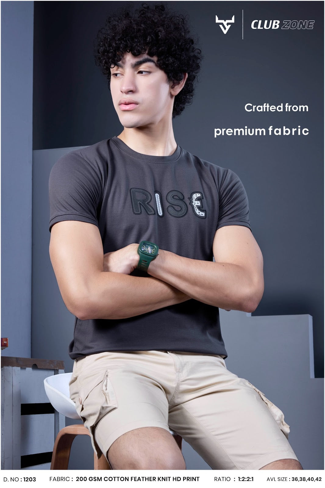 Dno 1203 Club Zone Cotton Mens Tshirts Exporter Gujarat