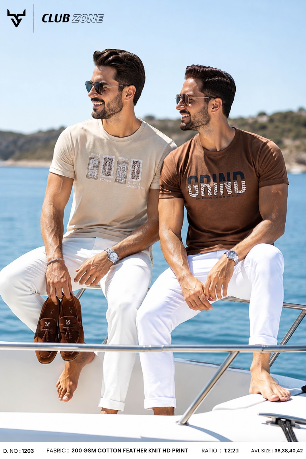 Dno 1203 Club Zone Cotton Mens Tshirts Exporter Gujarat