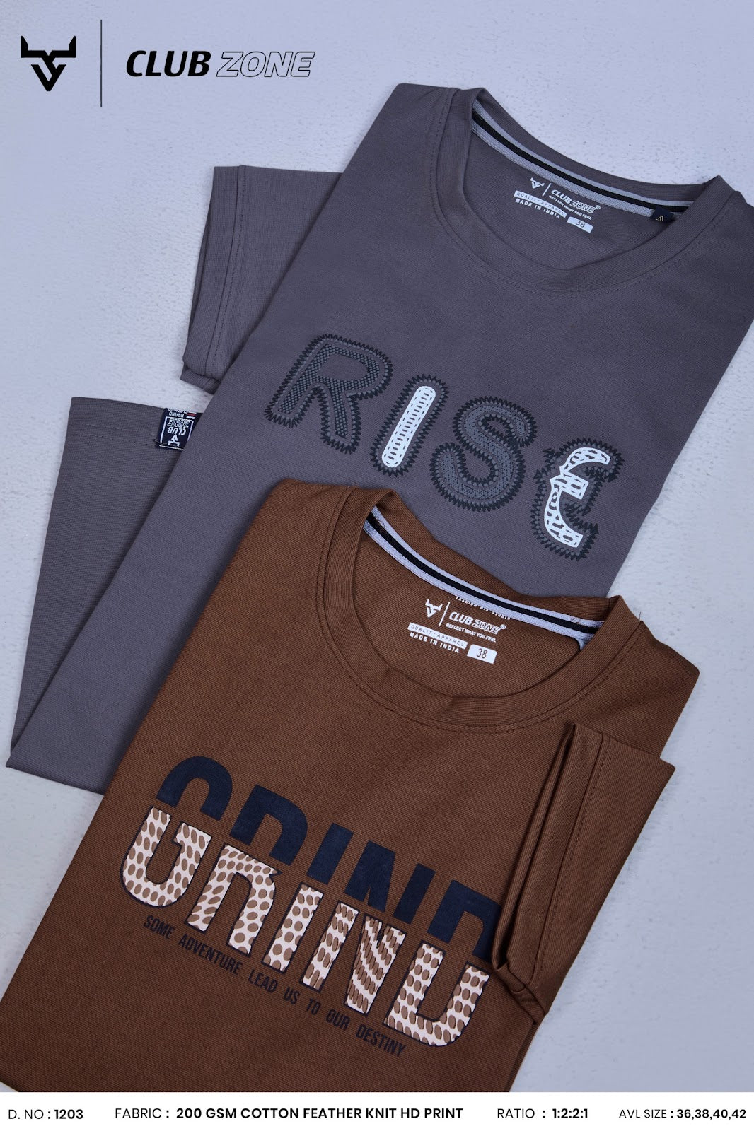 Dno 1203 Club Zone Cotton Mens Tshirts Exporter Gujarat