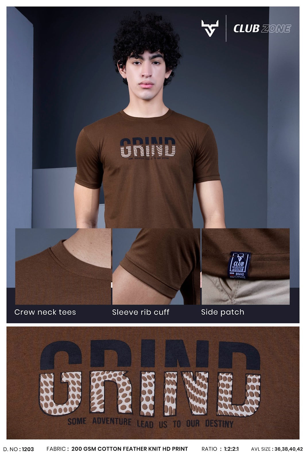 Dno 1203 Club Zone Cotton Mens Tshirts Exporter Gujarat