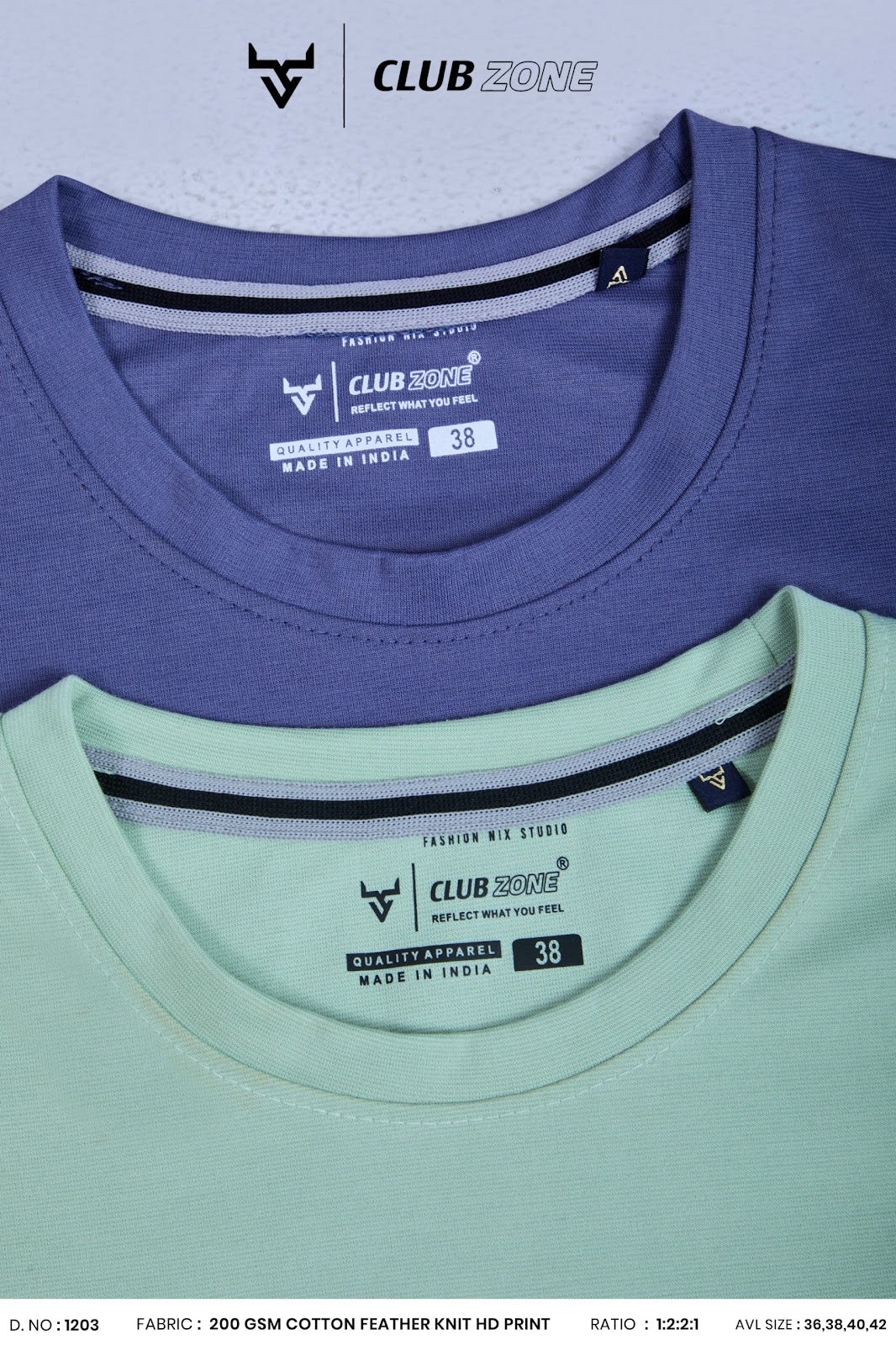 Dno 1203 Club Zone Cotton Mens Tshirts Exporter Gujarat