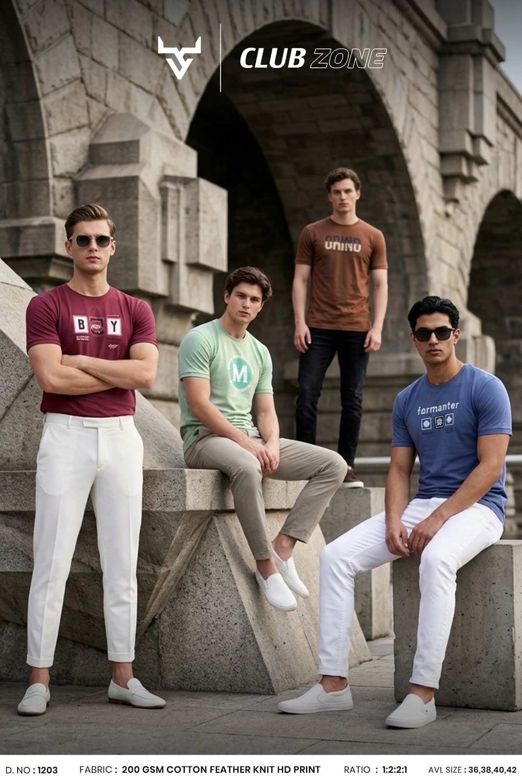Dno 1203 Club Zone Cotton Mens Tshirts Exporter Gujarat