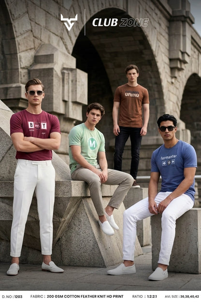 Dno 1203 Club Zone Cotton Mens Tshirts Exporter Gujarat