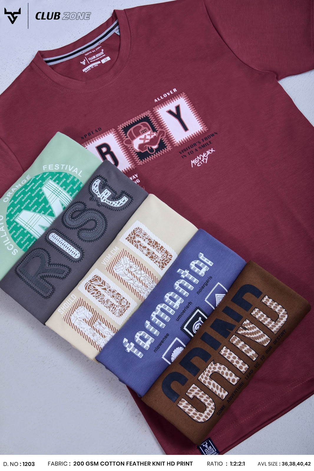 Dno 1203 Club Zone Cotton Mens Tshirts Exporter Gujarat