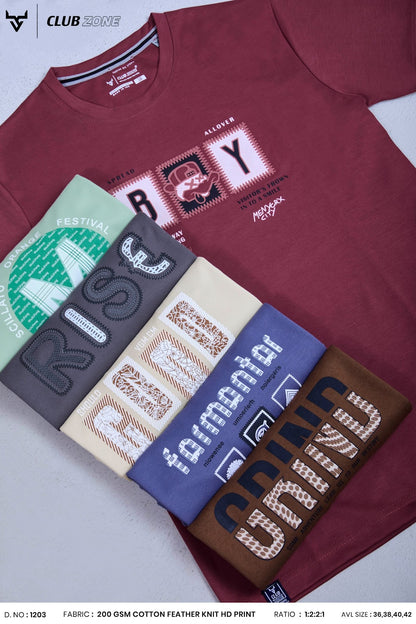 Dno 1203 Club Zone Cotton Mens Tshirts Exporter Gujarat