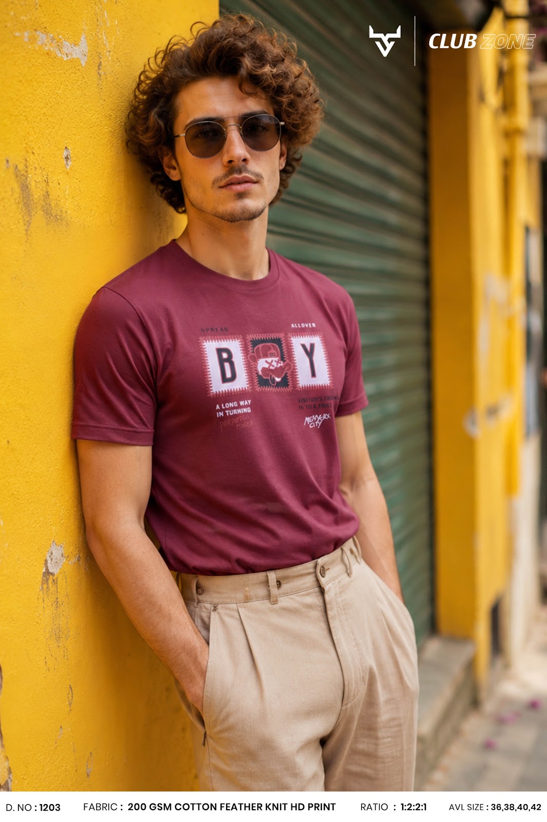 Dno 1203 Club Zone Cotton Mens Tshirts Exporter Gujarat