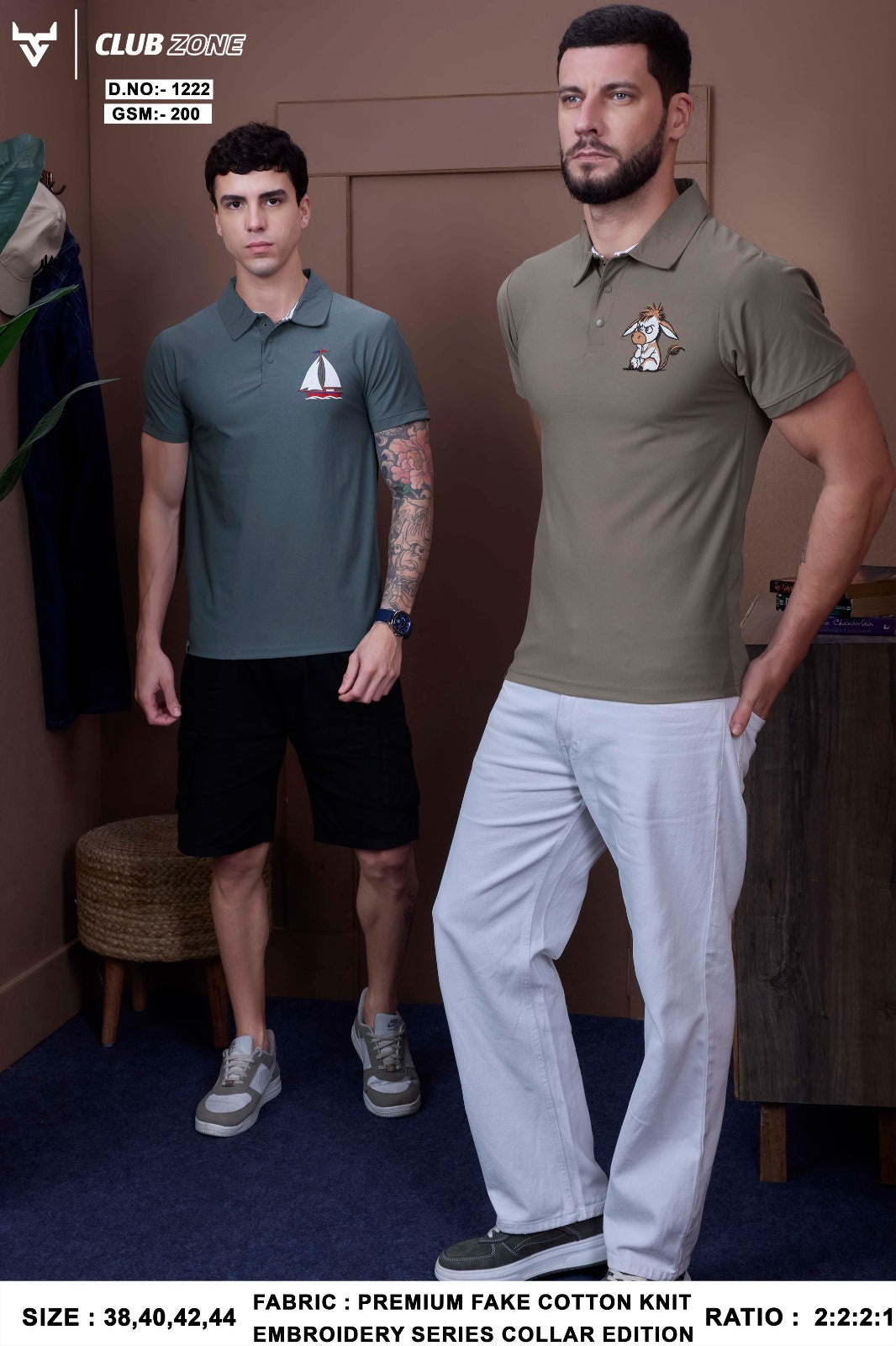 Dno 1222 Club Zone Fake Cotton Mens Tshirts Wholesale Rate