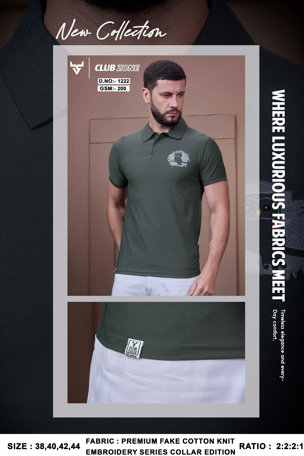 Dno 1222 Club Zone Fake Cotton Mens Tshirts Wholesale Rate
