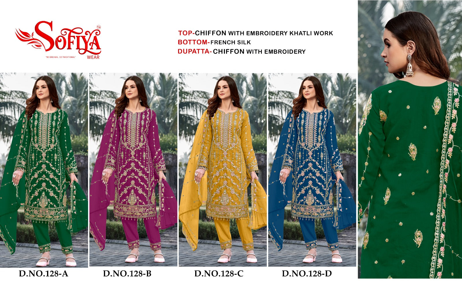 Dno 128 Abcd Sofiya Chiffon Pakistani Salwar Suits Wholesaler