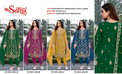 Dno 128 Abcd Sofiya Chiffon Pakistani Salwar Suits Wholesaler