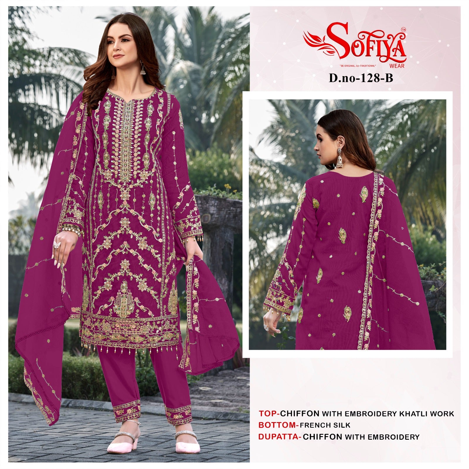 Dno 128 Abcd Sofiya Chiffon Pakistani Salwar Suits Wholesaler