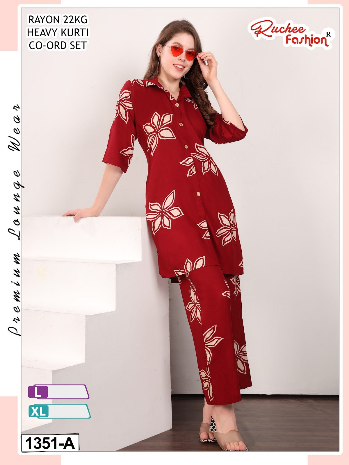 Dno 1350-1354 Ruchee Fashion Rayon 22Kg Co Ord Set Manufacturer Gujarat